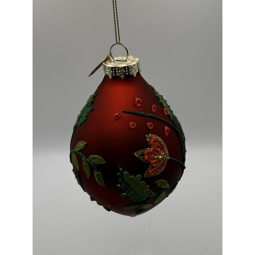 Katherine's Collection Burgundy Holly Teardrop Ornament 5.5" Christmas Decor